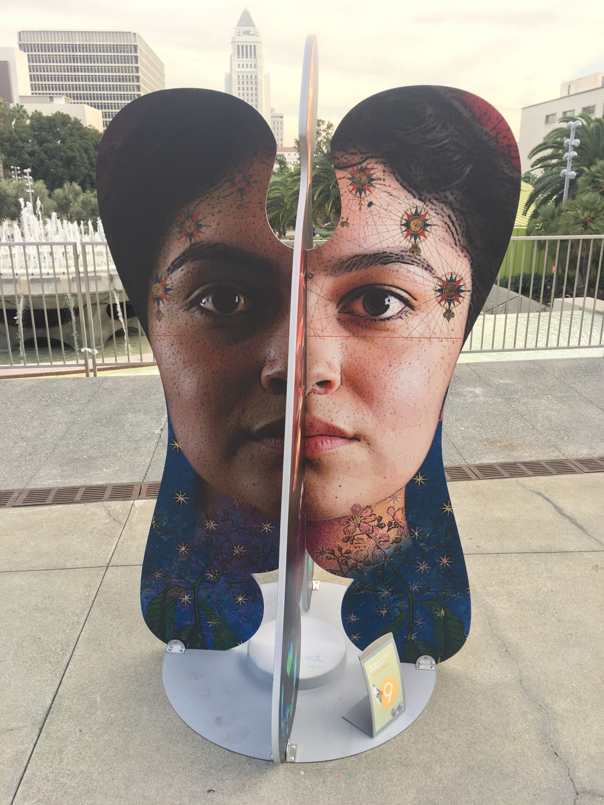 Digitally printed portrait street art panel on North Grand Avenue, Los Angeles, 2016