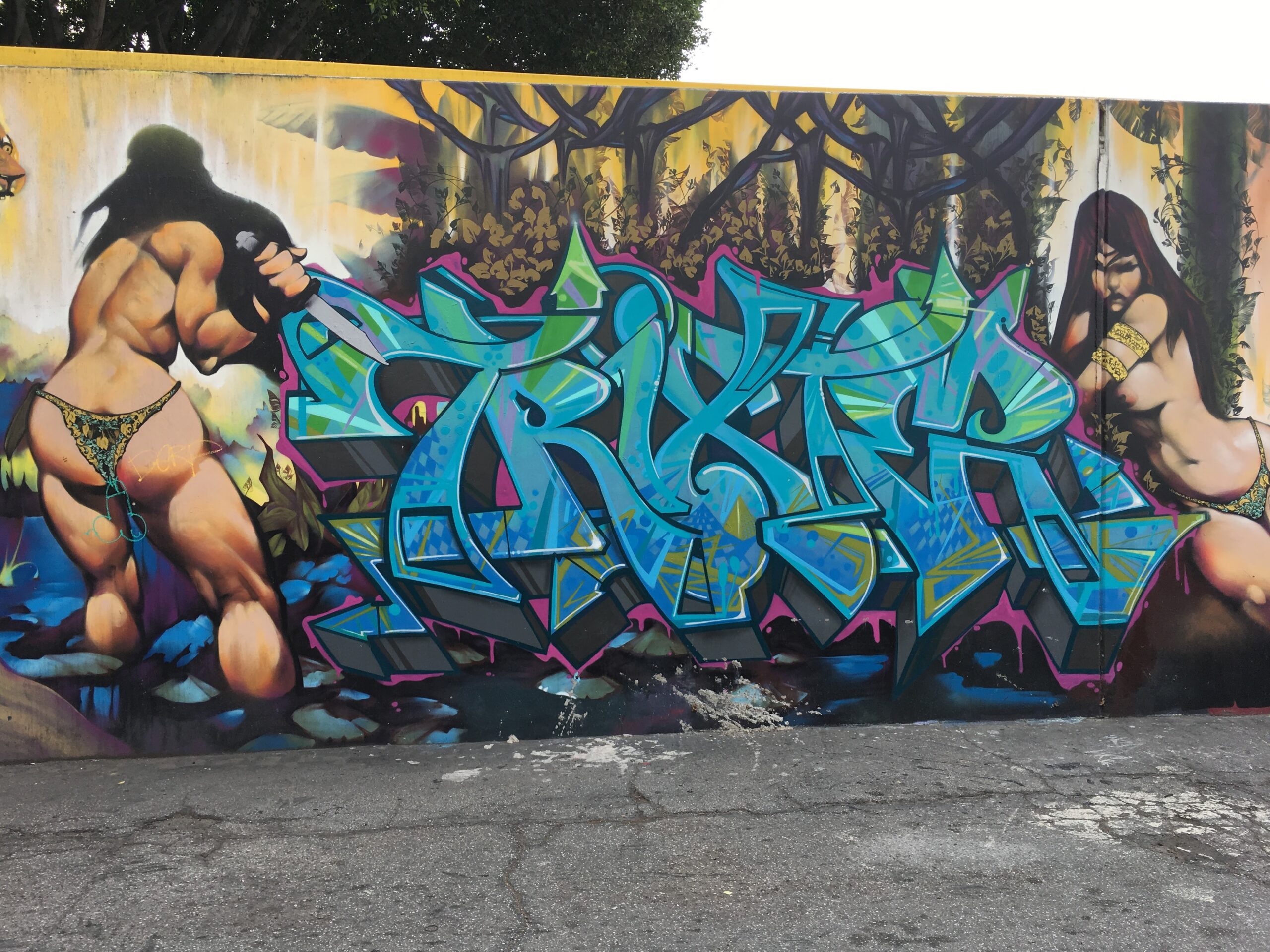 Wildstyle graffiti burner by TRIXTER on South Hewitt Street, Los Angeles, 2016