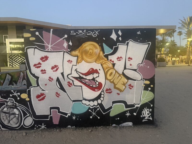 Burner graffiti by ALTO on Museum Way, Palm Springs, California, 2026