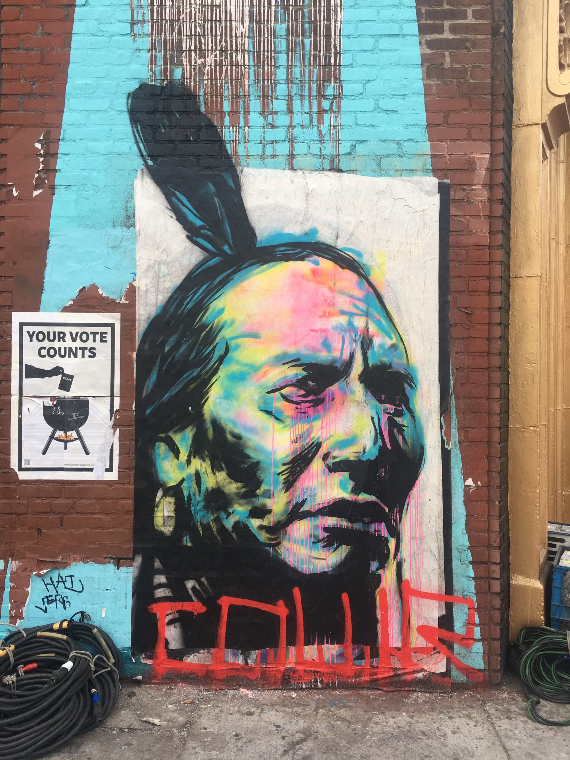 Portrait mural by VERN on Traction Avenue, Arts District, Los Angeles, 2016