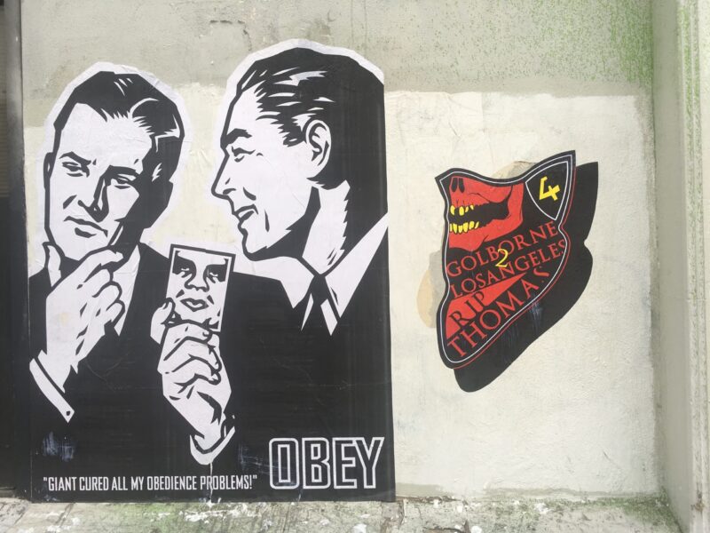 OBEY Giant wheatpaste paste-up on Hollywood Boulevard, Los Angeles, 2016